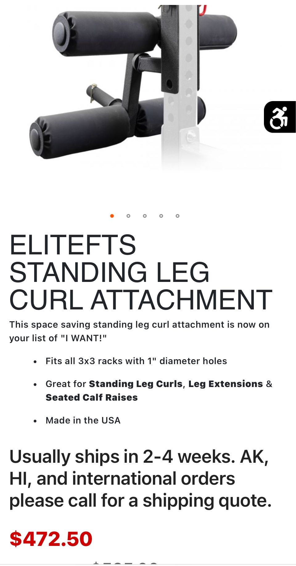 EliteFTS Standing Leg Curl Attachment