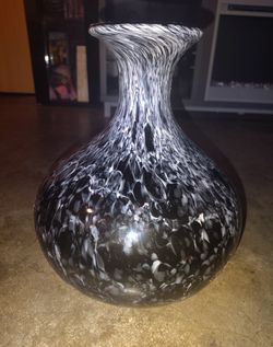 Black and White Speckled Art Glass Vase