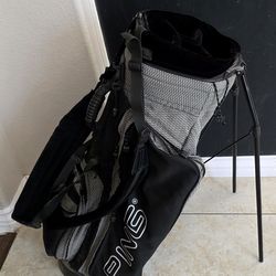 Ping Hoofer Golf Bag Dual Straps Carry Stand 4 Way Dividers Black Gray