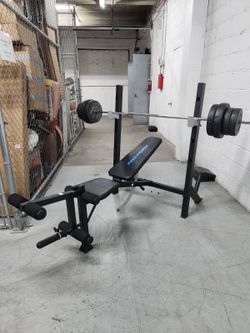 fitness accesories.  Bench,  new Bar,  100 Pounds weight plates