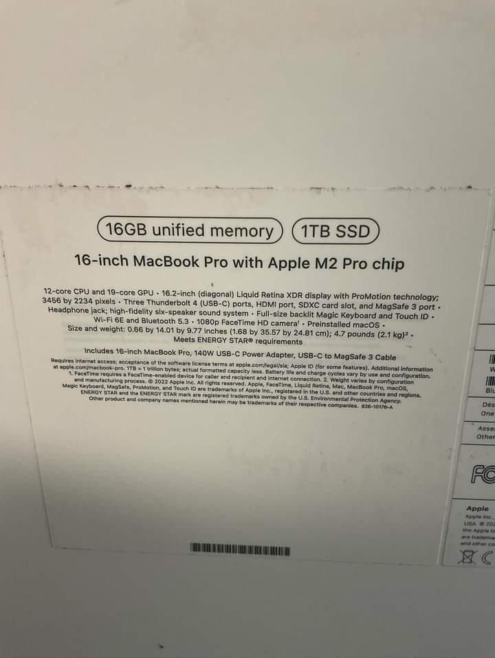 1TB 16 Inch MacBook Pro M2 Chip