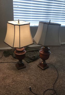 Vintage wood base lamps x 2