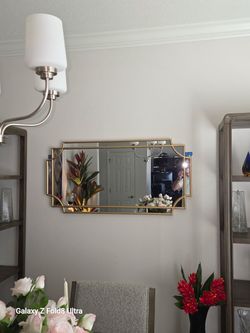 Gold Metal Frame Rectangular Wall Mirror