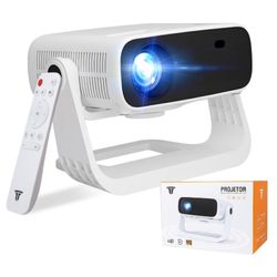 ☆ Wielio 2026 Smart Projector Android TV with WiFi 6 and Bluetooth 5.0 Built in 1000+ Apps 240 ANSI Portable Bedroom Mini Movie Projector Support 4K/1