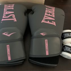 Everlast 12oz. Boxing Gloves. Worn Twice. Brand New Wraps. 