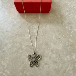 JAMES AVERY RETIRED STERLING SILVER BUTTERFLY PENDANT WITH CHAIN