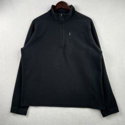 L.L. Bean Fitness Fleece Men 1/4 Zip Black Pullover Top SZ MEDIUM 