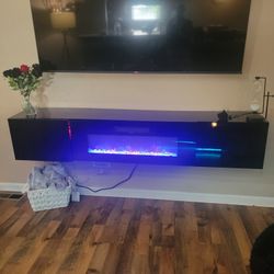 New Floating LED Fire Place!!! Real Heat Function