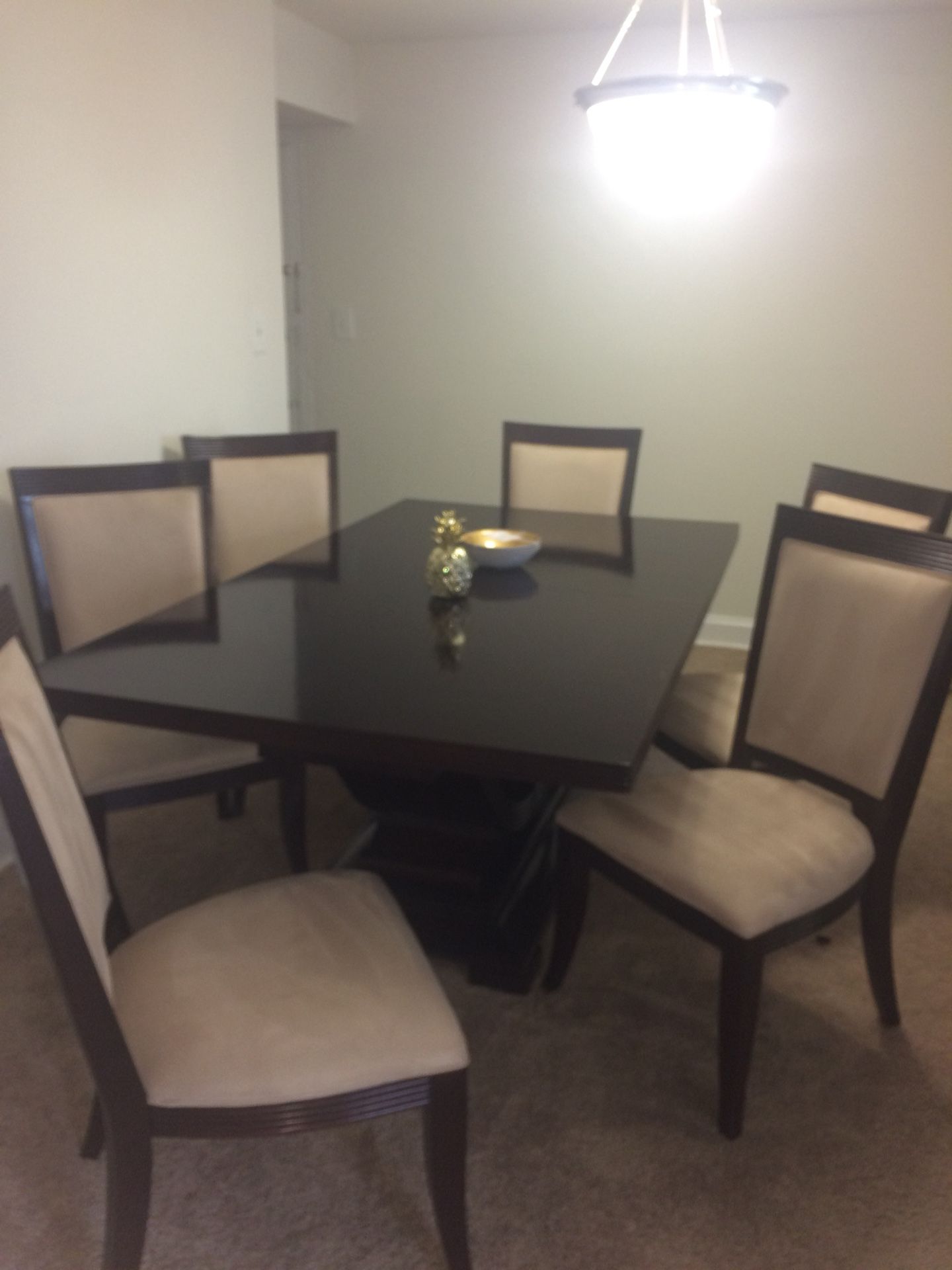 Dining room table with six chairs