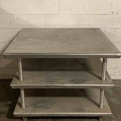 Stainless Steel Table with 2 shelves Metal Work Table for Kitchen Prep Utility | Commercial and Residential Applications 