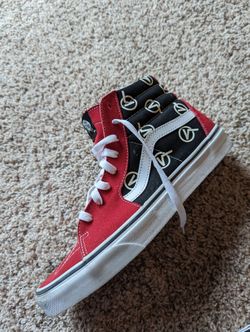 Vans High top Red and Black with Vans Pattern, Men's Size 9.5