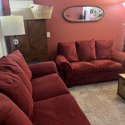 Red Couch & Loveseat