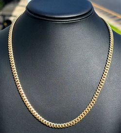 Jewelry 14k solid Yellow Gold Flat Cuban link 26” Chain necklace 54.90 grams 5.00mm