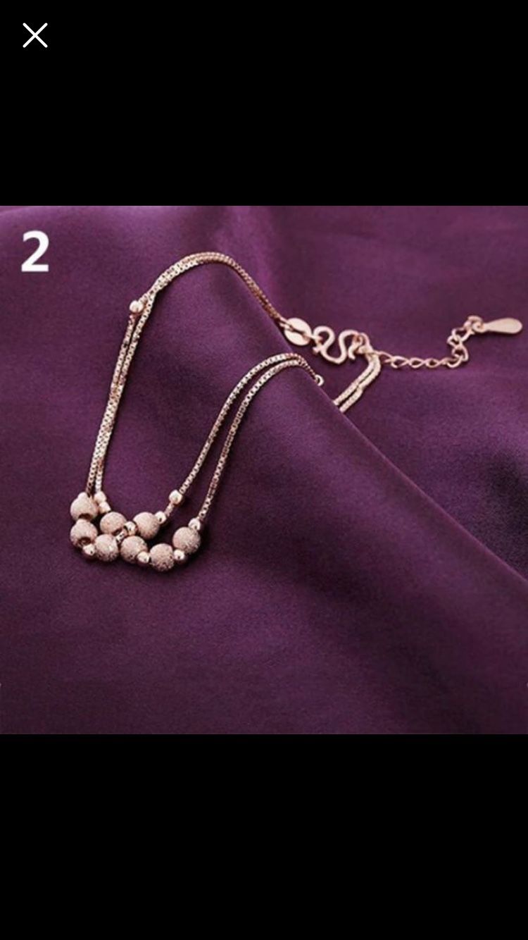 Rose gold plated anklet bracelet about 7.5” long