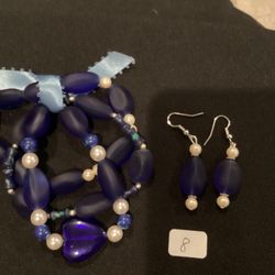 Sea Glass Hand Crafted Bracelet Sets With Earrings 