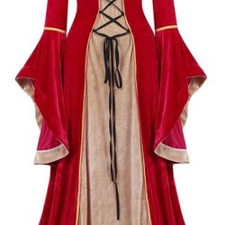 Red Renaissance Medieval Velvet Queen Adult Dress, 2XL *BRAND NEW*