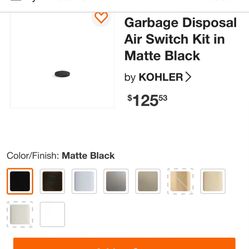 KHOLER garbage Disposal Air Switch Kit In Matte Black