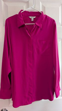 Nine West Button-Down Blouse XXL Magenta