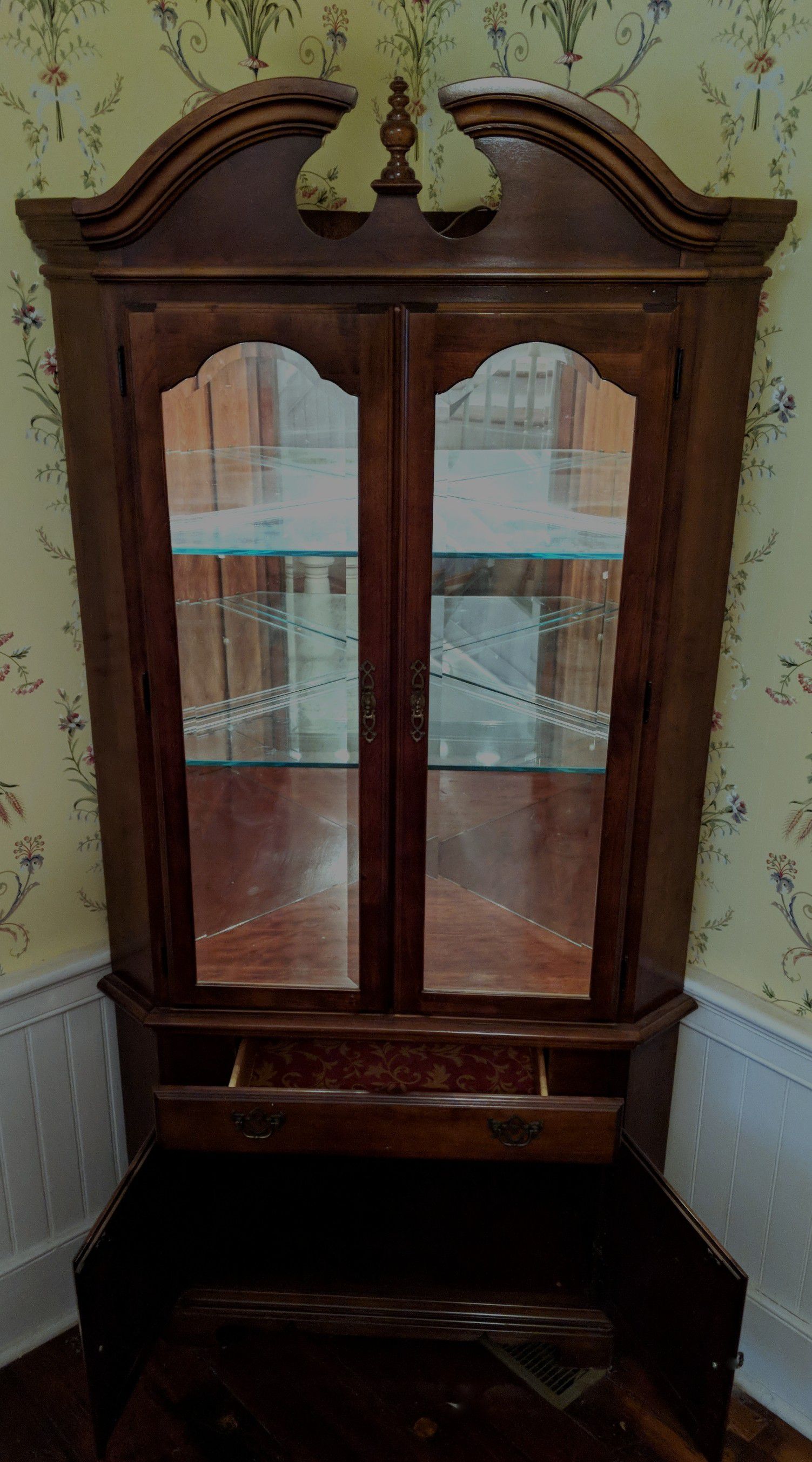 Hard to Find CORNER Solid Cherry China Cabinet