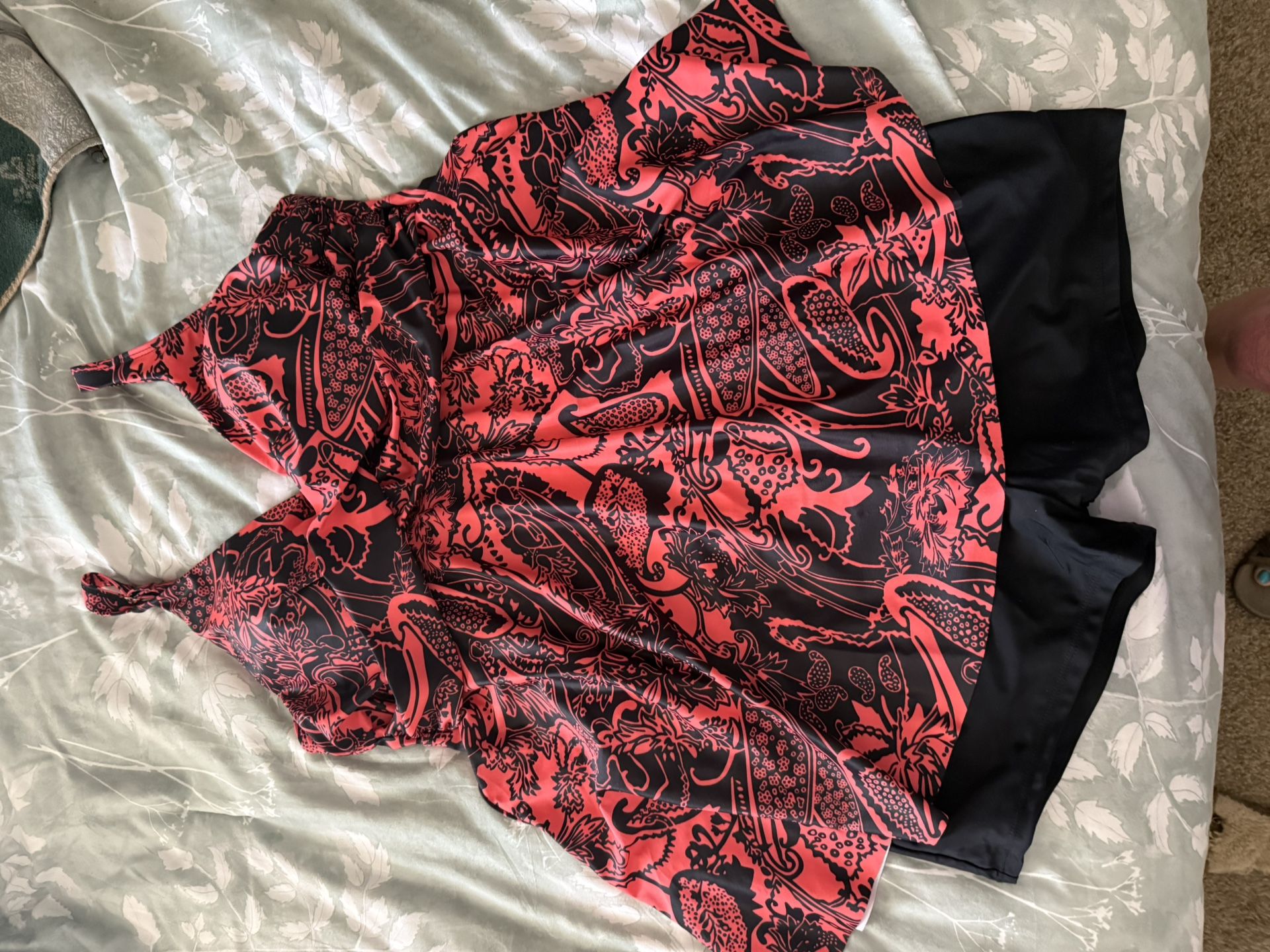 NWOT Size JXX Summery Tankini Swimsuit With Boy Legs.