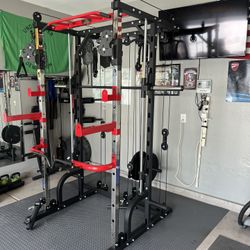FREE DELIVERY 💥NEW !! SMITH MACHINE 💥WEIGHTS INCLUDED✅ BENCH✅7ft BARBELL✅245lbs Cast Iron Weight Set ✅💥