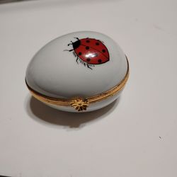 Limoges France egg trinket box Ladybug
