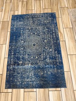 Blue Distressed Persian-Style Area Rug