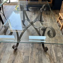 3 Piece Set: 2 Glass End Tables And 1 Glass Coffee Table 