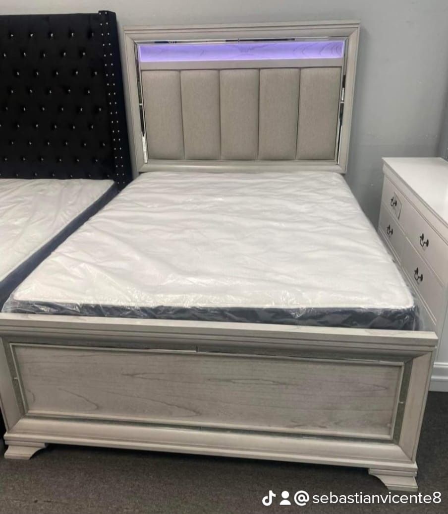Queen Bed Frame With Mattress Set