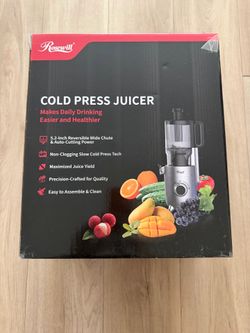 Rosewill Cold Press Juicer 5.2” Wide Chute Slow Masticating Juice Extractor