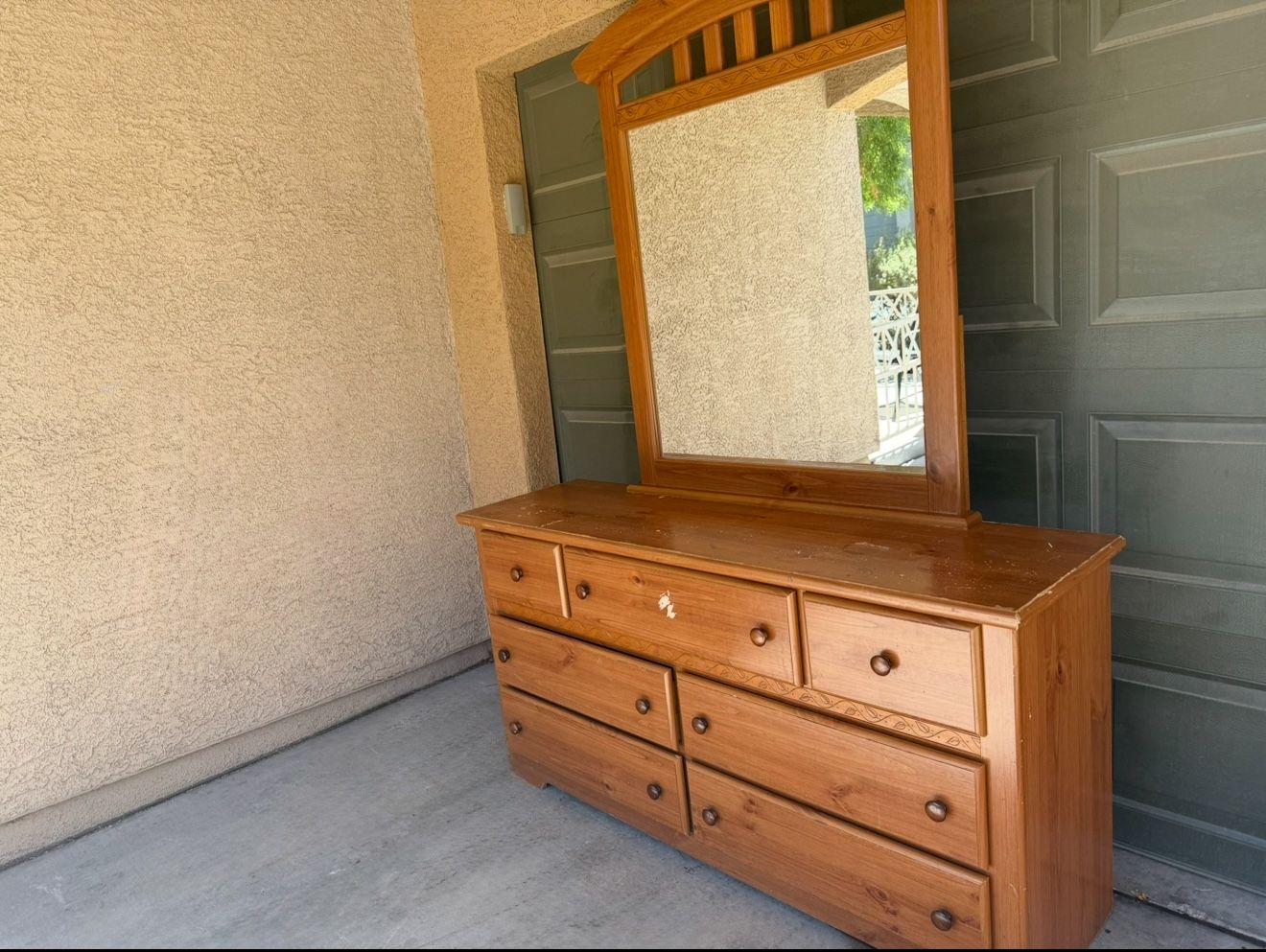 (Delivery Available) Wood Dresser & Mirror