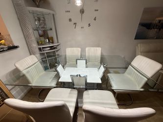 Modern Glass Dining Set + 6 Chairs – $575 OBO