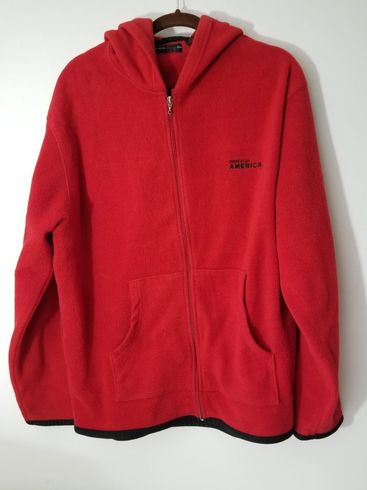 Perry Active Perry Ellis America Active Size XXL Red Fleece Jacket RN 57272 100% ...