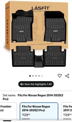 LASFIT Floor Mats for Nissan Rogue 2014-2020 (Not Fit Roque Sport or Select). All Weather TPE Custom Fit Durable Floor Liners for Roque S/SV/SL 2020 2