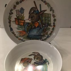 Vintage SiLite Peter Rabbit Plate And Bowl