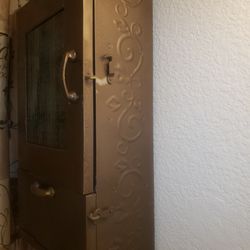 Vintage Steel Glass Brass Medicine Cabinet 