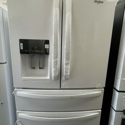 Whirlpool 36”wide 4 Door Refrigerator With Warranty 