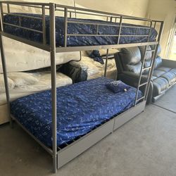 Silver Metal Bunk Bed 