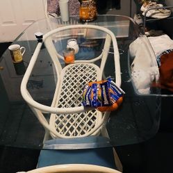 Glass Top With Wicker Bottom Dinner Table