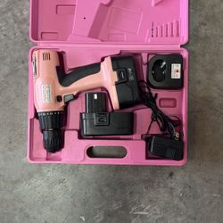 Pink Drill/Driver 18v /With 2 Battery Charger And Case