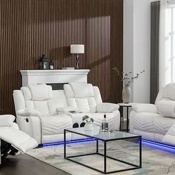 ) 3pcs Reclining Sofa, Loveseat and Recliner