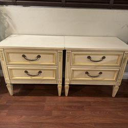 Two French Shabby Chic Nightstands