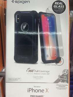 iPhone X case pro guard with free screen glass protective