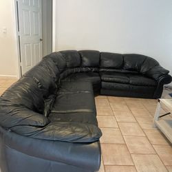 Black leather Sectional 
