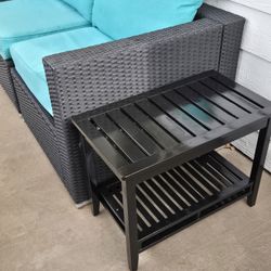 Clean Black 2 tiered shelf/side table, outdoor/indoor