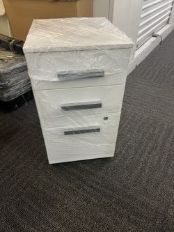 Three drawer white filing cabinet