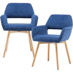 Mid Century Modern Dining Chairs Set of 2 & 4 & 6 Comfy Accent Chair Upholstered Kitchen Dining Living Room Chairs for Bedrooms Waiting Room Home Arm 