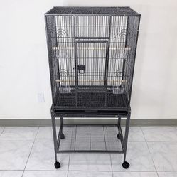 (New in Box) $95 Large 53” Tall Bird Cage 24x17x53” with Rolling Stand and Plastic tray