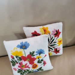 Vintage Handmade Needlepoint Decorative Pillows