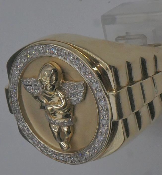 1OKT YELLOW GOLD ANGEL RING W 1 CARAT OF DIAMONDS 14 GRAMS KP DESIGNER SIZE 9. 875740-1.
